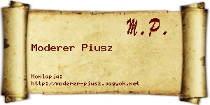 Moderer Piusz névjegykártya